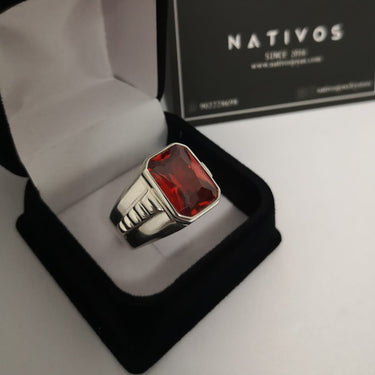Imperial Ring 950 Silver - Ruby Zircon